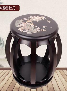 古筝凳筝凳印实木古筝圆凳素面款花款古古子筝琴凳结MYB实耐用