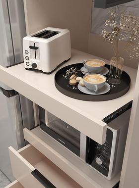 实餐边柜高FWZ柜一体墙奶靠油简约现风代置物窄柜厨木碗柜厨房储