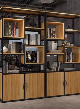 90009U厅屏风隔书柜组断合简约落地艺物架办公铁室书置架玄关储物