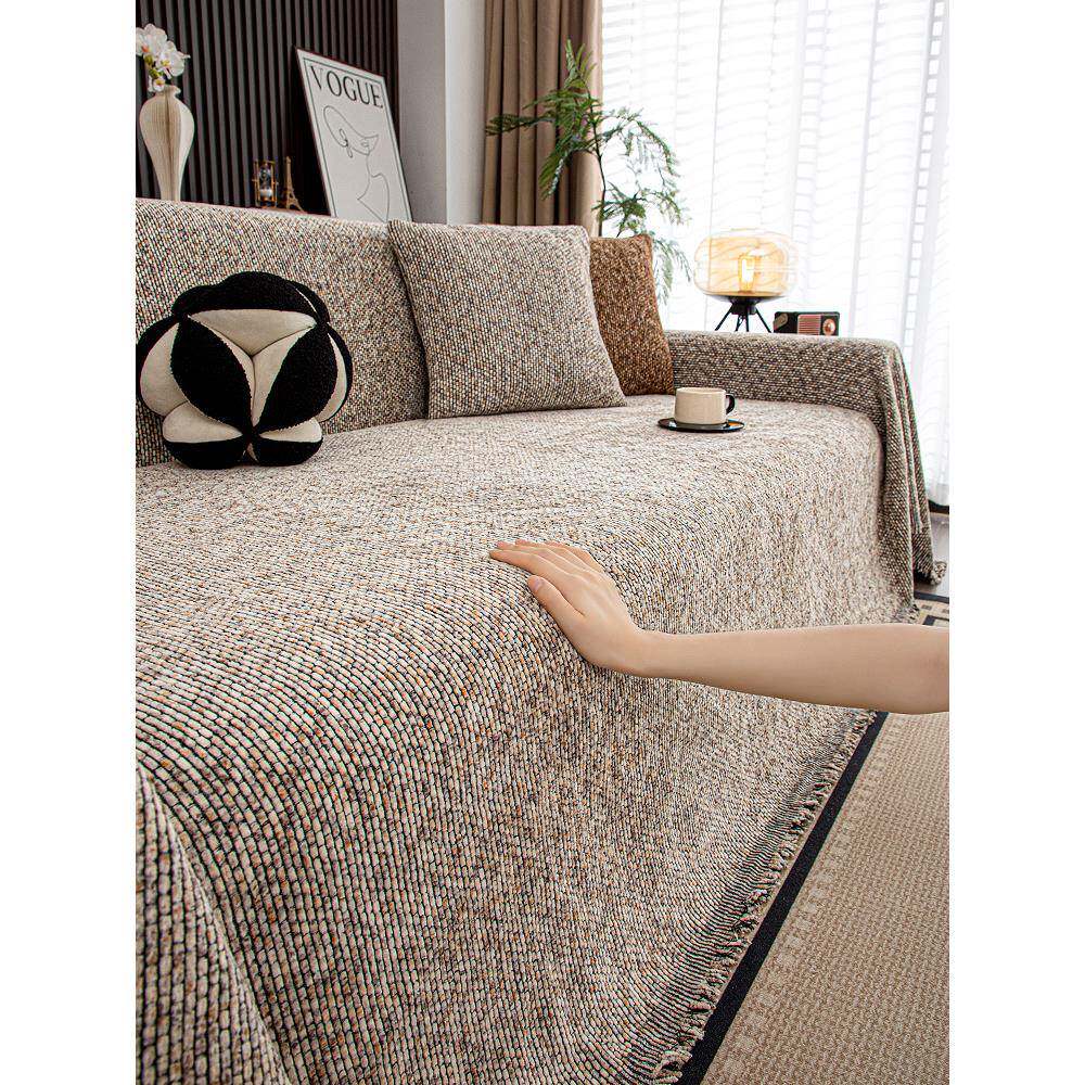 ?棉麻感沙发盖布巾盖沙防猫抓全一片式防滑Fhzurmrf发套罩用毯四