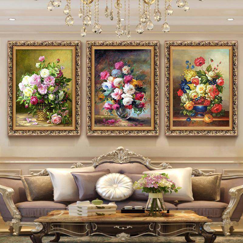 欧式墙牡挂丹油画客厅装饰画典花D281卉餐厅玄关画壁画古有框竖版,家居饰品,现代装饰画,淘宝优惠券,粉丝福利购,淘宝优惠卷