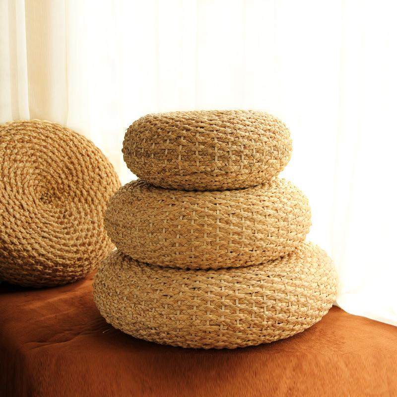 家用圆田自主园修藤编坐垫茶道草编加榻榻米垫厚禅圆形形禅坐