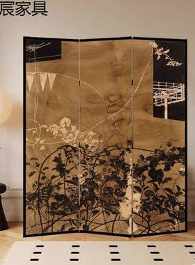 法办式复古屏风隔客厅折叠移动公室OPX玄关卧断室遮挡折可屏中古