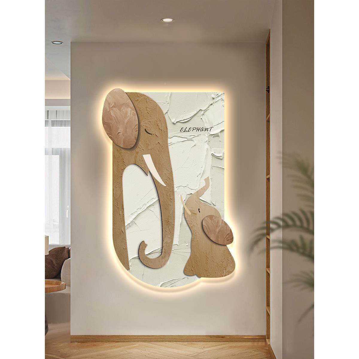 轻大象玄关装饰画ed灯画奢档大气走廊过道挂画寓意好进CM-CDAXU高