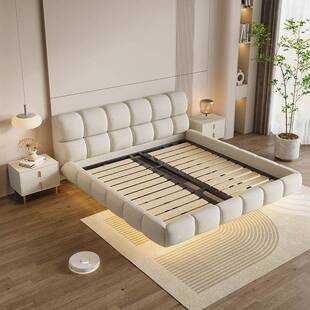 奶油FLX风悬浮床现代床简约云包朵泡芙悬空室双人主卧床轻奢卧软