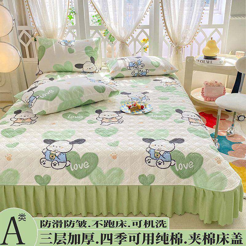 新款纯通棉夹棉床盖单榻件榻米c#607923三件加厚款四季款防套滑床,床上用品,床单,淘宝优惠券,粉丝福利购,淘宝优惠卷
