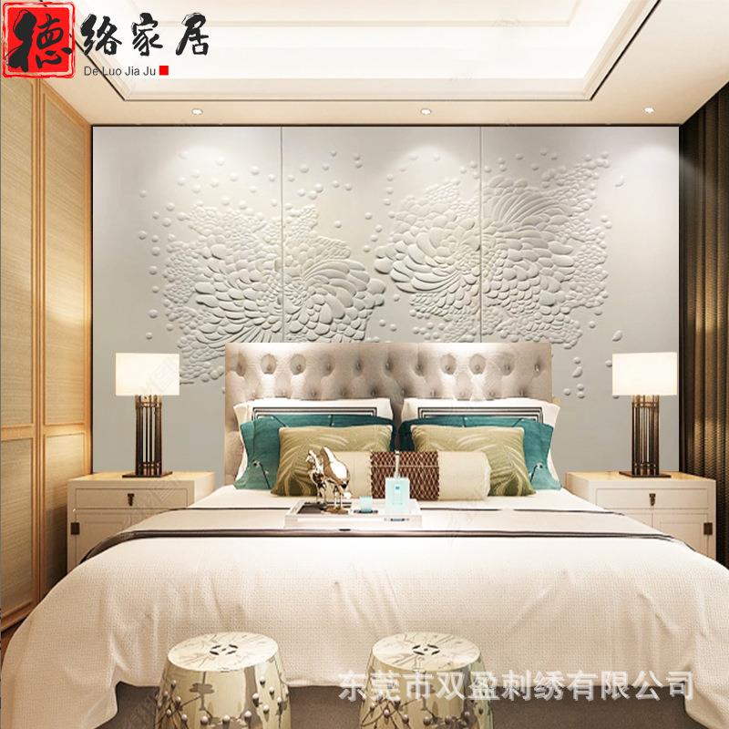 工厂轻奢浮雕硬包背景墙3D立体透光割雕皮雕客厅沙发床头酒店软包