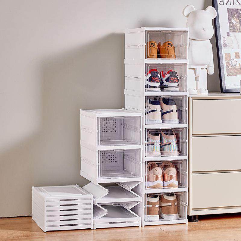 透明鞋盒免安装加厚鞋架可折叠一体式鞋柜收纳盒塑料防尘简易万百