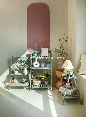 阳架台花小植KBP物架复古实木置物架飘窗多肉落地式花架花盆摆子