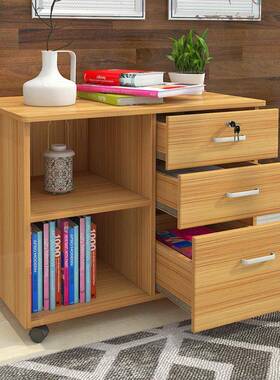 ILP木质文小件柜办公料柜抽屉式资柜a4档案柜柜矮带锁储物柜移动