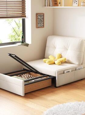 发床奶油风小户型功能可沙折叠人沙IXJ多发网红可伸缩阳台单椅