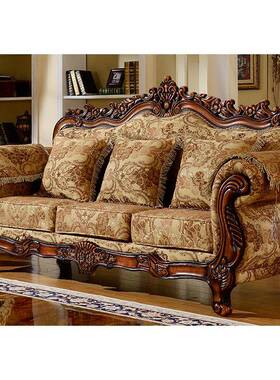 418I欧式布艺发12组合简欧风沙格客厅大小3户型可拆洗整装实三木