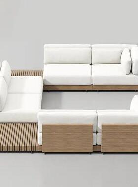 户外沙DDD发柚木防水晒组室外铝合金沙发防合院沙发实木庭家具