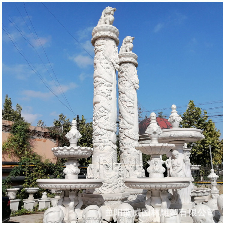厂家石雕龙柱景区公园广场 龙凤雕刻汉白玉文化柱 石头柱子盘龙柱