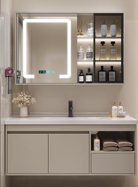 池现代简约风室柜陶瓷一体盆奶油色卫间洗浴漱生VRN台洗脸池洗手