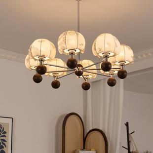 法式 胡桃木厅餐厅卧室吊灯 复古客厅吊灯灯中古南洋29客风主灯美式