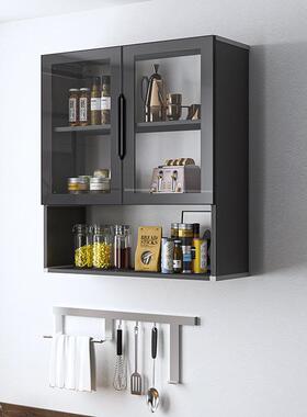 玻璃奢吊柜厨23123房物约柜简极简轻带门储储物太空铝铝合金墙壁