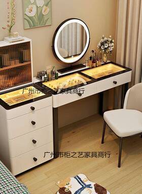 202现5代简约爆款桌奶油风全实55654木梳妆台斗柜收纳一全景氛围
