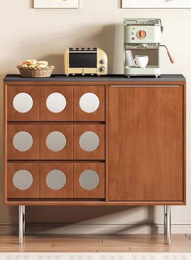 复古实木岩板餐柜客厅置物柜大容量储物一体靠柜小户型茶FSJ墙水