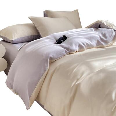 轻奢冰单丝mc8922四件套丝滑睡夏季的全棉舍纯棉纯色床人被套宿三