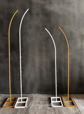 艺新布款铁招手拱门婚礼气球置月64713牙形架拱子牛角门迎宾