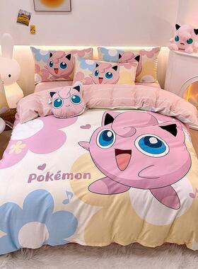 卡通大版印花四件30611套儿童棉全棉a类床舍单被宿罩三件套棉床纯