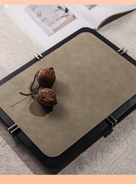 多家莫居黑色实木革金属装饰托皮盘样板间YYI售部家居装饰收纳摆