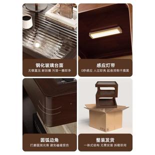 中古风床头小床边几意迷你全实木头小柜置物架黑胡桃色茶几ZOM创