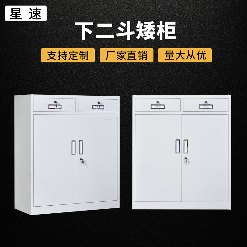 钢制分体带锁下节二斗对开门矮柜