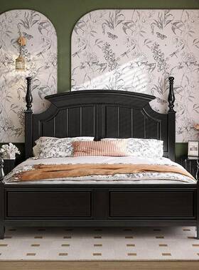 复古美式床实木ZXJ现代简约.15m1.8床m双床人简美婚古典黑轻奢法