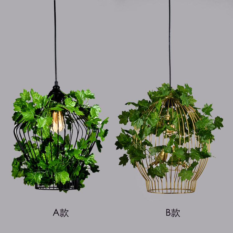 美式复古铁艺loft办公室植物吊灯创意餐厅吧台工业风花草单头吊灯