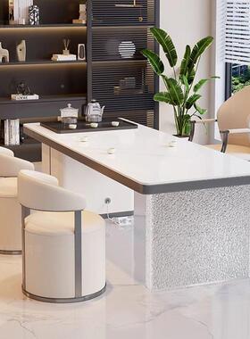 202新茶台亚克力岩板茶款桌椅组合烧水公壶5一体嵌入式办室泡FKG