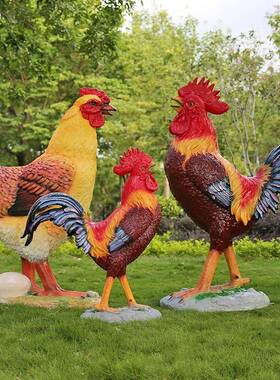 公鸡鸡摆件户院外玻璃钢光母模型发动物雕ALtfg$*&塑饭店门口庭装