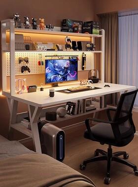 电桌台式家用脑书桌书架一体桌办ODG公电桌洞竞洞板桌