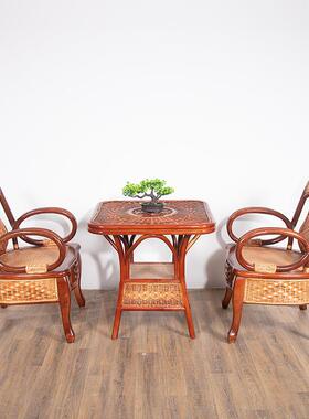 藤UWT手工藤简风弧约真藤休闲椅天然老打造田园带古风形靠背