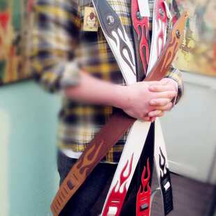 个性结实耐用皮革红色火焰系列电吉他配件背带吉他背带贝斯背带