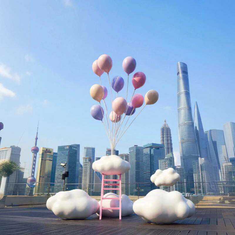 云梯创意网红拍照大型楼天梯道具摆件不锈钢场景田园打卡云端造型