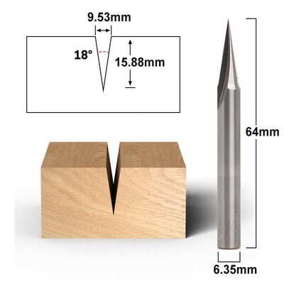 优利可 木工铣刀 v型刀整体合金 18度 雕刻刀修边机刀头 出口品质