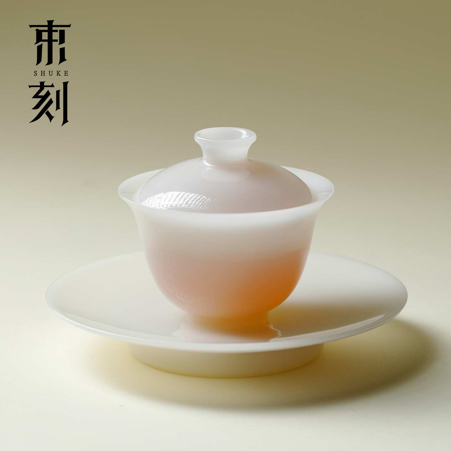 束刻 冰种璞玉薄胎三才盖碗高档中国白瓷泡茶碗精致沏茶碗茶具