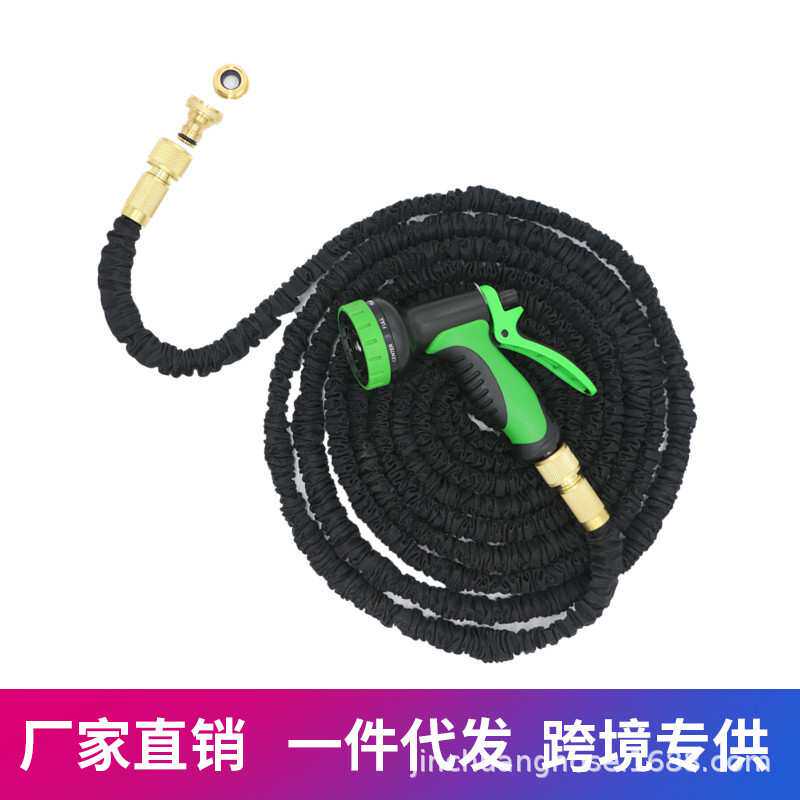 黑色欧美10功能3倍伸缩水管汽车高压洗车水枪花园园林浇花套装