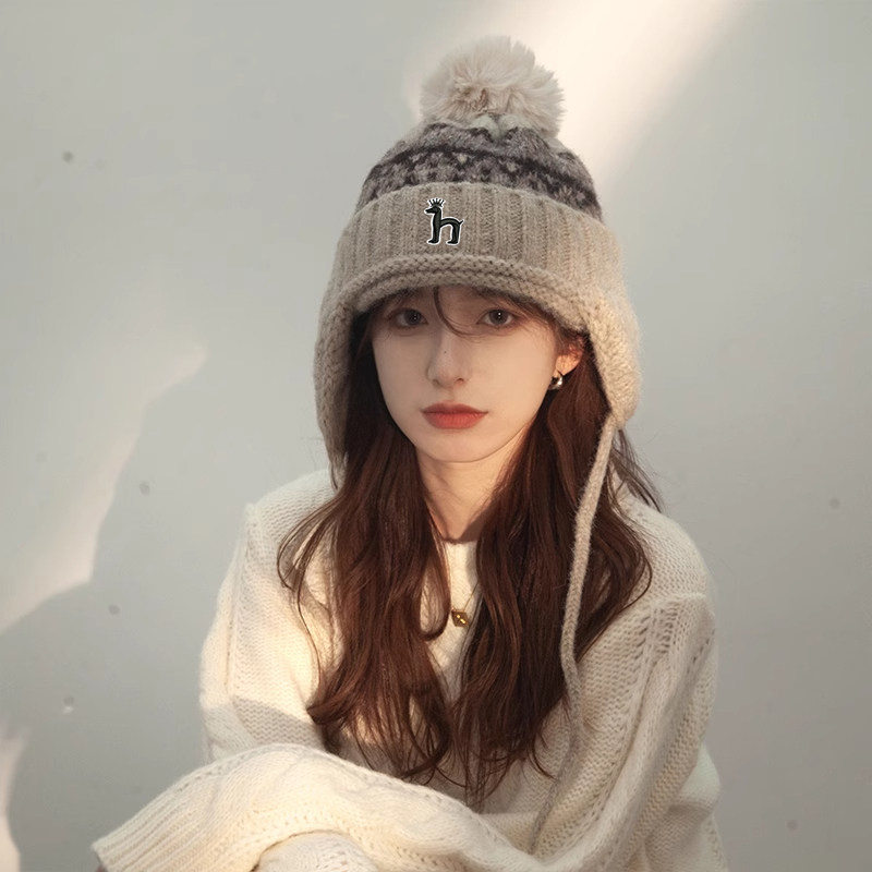 【官网正品】Horgias哈吉斯尼森显脸小护耳毛线加厚保暖雷锋帽子