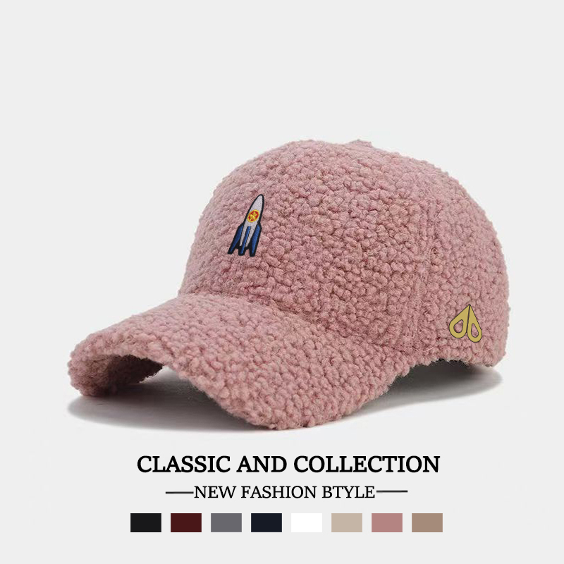 剪刀四季MOOSE韩版时尚百搭简约男女同款秋冬羊羔绒棒球帽显脸小