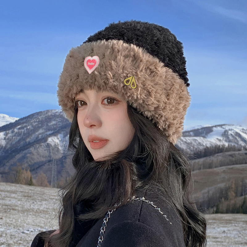 MOOSE新款毛绒帽男女冬季加厚保暖防寒显脸小针织护耳帽