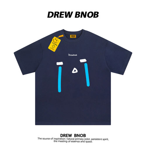 DREWBNOB潮牌哭泣表情印花短袖t恤男女夏季美式宽松纯棉情侣半袖
