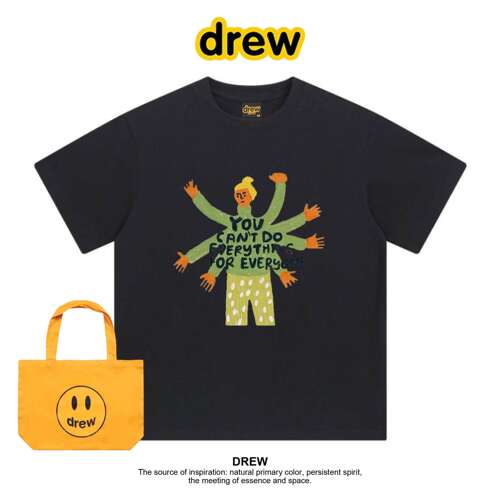 Drew宋佳明星同款高级感设计插画休闲纯棉短袖T恤情侣衣服打底衫