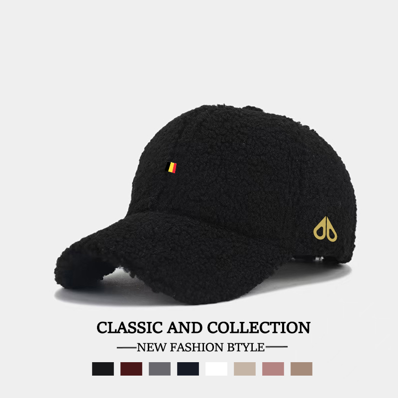 剪刀四季MOOSE韩版时尚休闲百搭秋冬显脸小男女同款羊羔绒棒球帽