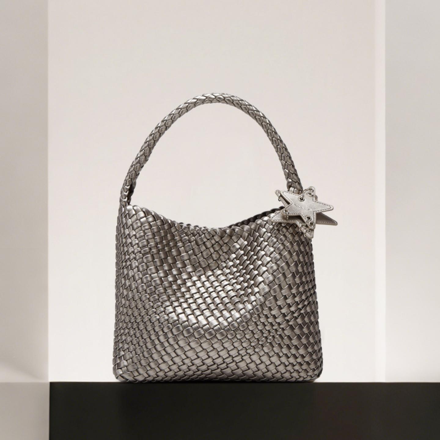 枪枪同款手工编织托特包女大容量