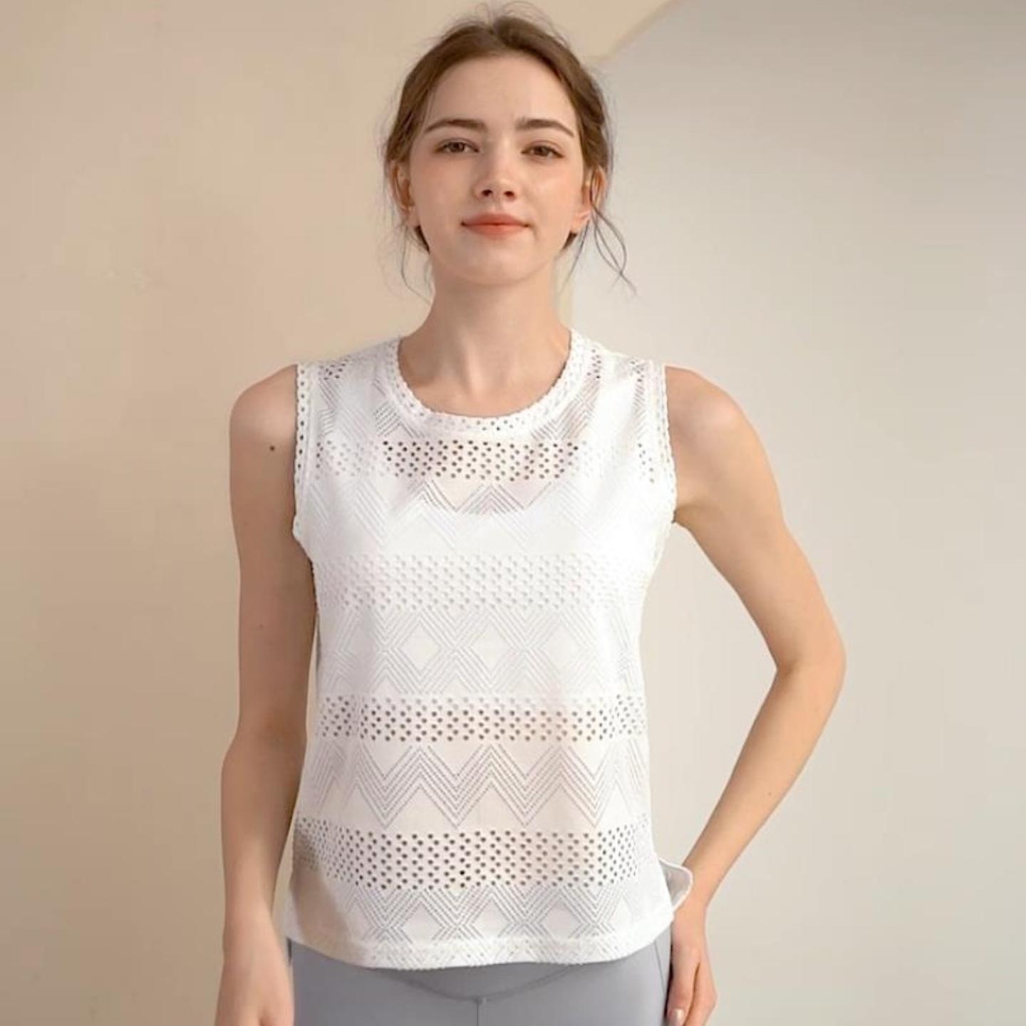 lulu瑜伽服套装女夏宽松无袖背心