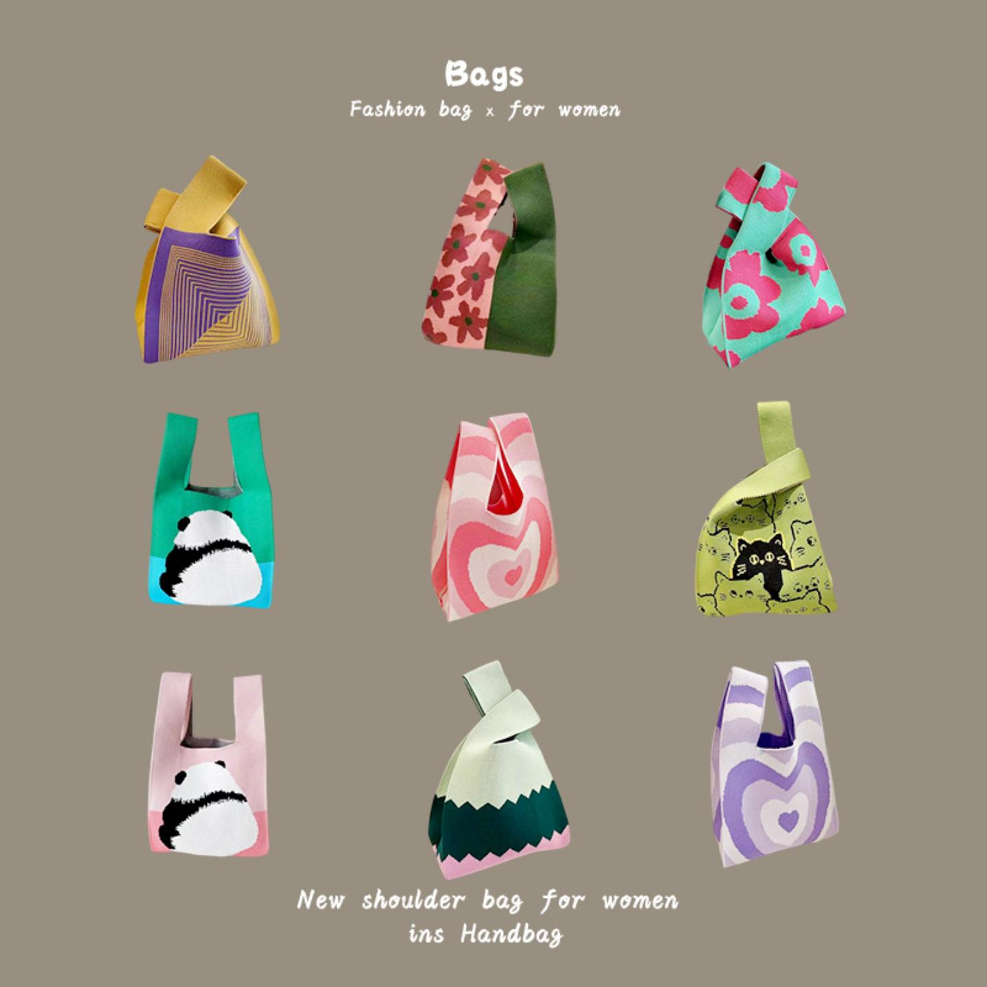 新款ins网红潮手提包女针织毛线