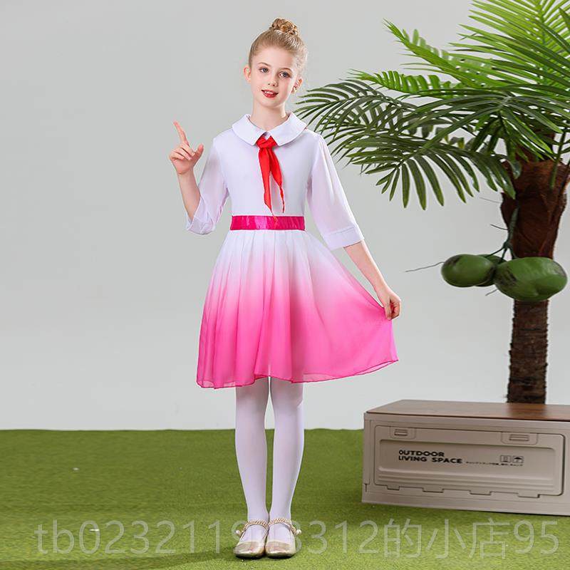 高档儿童大合唱演啦出服小学生毕业服主持夏人朗诵表演礼服女童啦